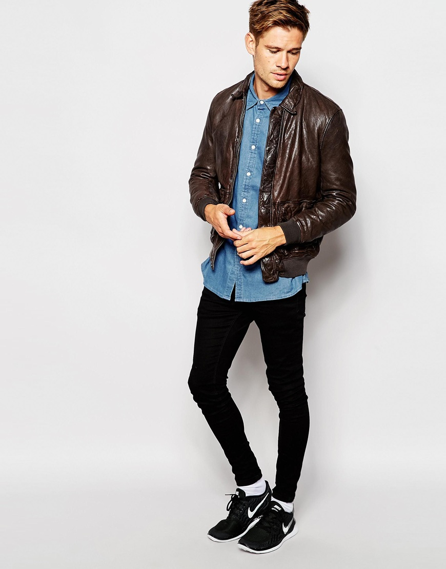 Pepe jeans darkbrown pepe leather jacket indiana slim fit bomber 2 pocket product 3 837377001 normal