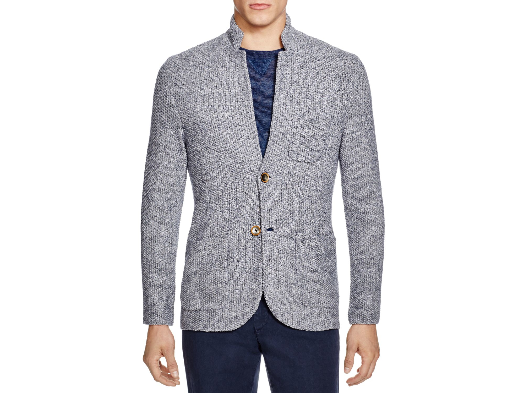 Eleventy denim knit sweater jacket blue product 3 855227644 normal