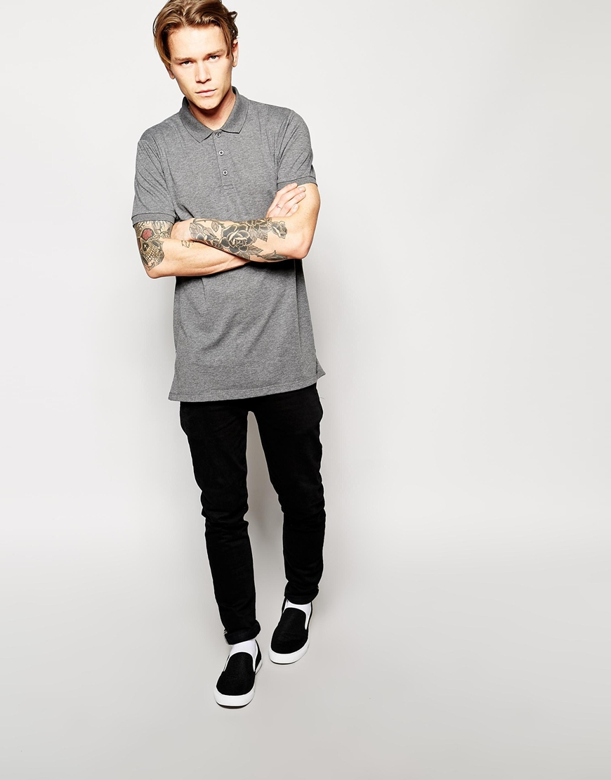 Asos gray longline polo shirt in jersey with side zips product 1 24839428 1 737128114 normal